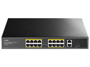 Cudy 18 Port with 16 PoE 190W 2 Gigabit 1SFP Combo Switch, Fast Ethernet switch with 16x 802.3af/at PoE ports, 2x Gbit, 1xSFP Uplink ports | FS1018PS1