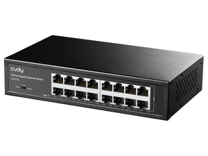 Cudy 16 Port Gigabit Rack-Mount Switch, features 16x10/100/1000 Ethernet Ports, Desktop or Rack-Mount, 1xIEC Power Cord (Included), 100V-240V | GS1016