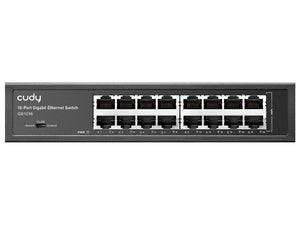 Cudy 16 Port Gigabit Rack-Mount Switch, features 16x10/100/1000 Ethernet Ports, Desktop or Rack-Mount, 1xIEC Power Cord (Included), 100V-240V | GS1016