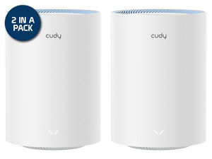 Cudy Dual Band AC 1200Mbps Fast Ethernet Mesh 2 Pack, 802.11ac WiFi 5 mesh system, with 2 x Fast Ethernet Ports - integrated antennas | M1200 (2-Pack)