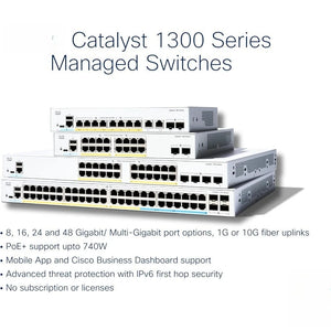Cisco Catalyst 1300-8FP-2G Enterprise Managed Switch, 8 Port GE, Full PoE, 2x1GE Combo, Limited Lifetime Protection (C1300-8FP-2G)