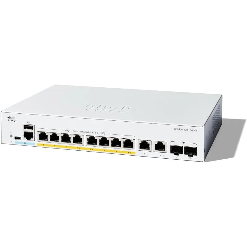 Cisco Catalyst 1300-8FP-2G Enterprise Managed Switch, 8 Port GE, Full PoE, 2x1GE Combo, Limited Lifetime Protection (C1300-8FP-2G)