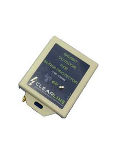 Clearline outdoor 1 port POE RJ45 surge arrestor, protects sensitive data-processing equipment connected to PoE network from transient over-voltages