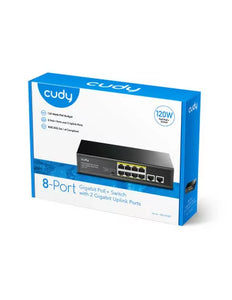 Cudy 10 Port Gigabit 8 PoE 100W PoE switch, 8 × Gigabit Poe Ports with 802.3at/af Mode A PoE, 2 × Uplink Gigabit Ethernet, 120W Power Supply | GS1010P