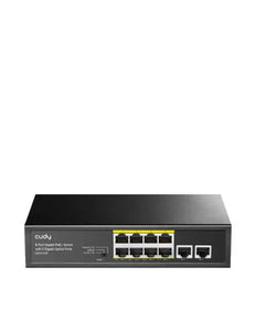 Cudy 10 Port Gigabit 8 PoE 100W PoE switch, 8 × Gigabit Poe Ports with 802.3at/af Mode A PoE, 2 × Uplink Gigabit Ethernet, 120W Power Supply | GS1010P