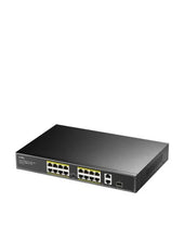 Load image into Gallery viewer, Cudy 16 Port Fast Ethernet PoE 190W 2 Gigabit 1SFP Switch, 16× FE with 802.3at/af Mode A PoE, 2× Uplink GbE + 1× Uplink SFP, 200W PSU, VLAN, FS1018PS1
