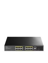 Load image into Gallery viewer, Cudy 16 Port Fast Ethernet PoE 190W 2 Gigabit 1SFP Switch, 16× FE with 802.3at/af Mode A PoE, 2× Uplink GbE + 1× Uplink SFP, 200W PSU, VLAN, FS1018PS1
