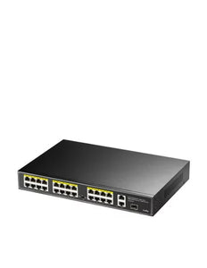 Cudy 24 Port Fast Ethernet PoE 290W 2 Gigabit 1SFP Switch, 24× FE with 802.3at/af Mode A PoE, 2× Uplink GbE + 1×Uplink SFP, 300W PSU, VLAN | FS1026PS1