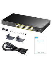 Load image into Gallery viewer, Cudy 24 Port Gigabit PoE 290W 2SFP Switch, 16 × Gigabit PoE Ports with 802.3at/af Mode A PoE, 2 × Uplink GbE + 2 × Uplink SFP, 200W PSU | GS1028PS2
