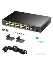 Load image into Gallery viewer, Cudy 24 Port Gigabit PoE 300W 2SFP Switch, 24 × Gigabit PoE ports with 802.3at/af Mode A PoE, 2 × Uplink GbE + 2 × Uplink SFP, 300W PSU | GS1026PS2
