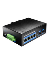 Load image into Gallery viewer, Cudy 4 Port Gigabit Industrial 2SFP Switch, 4-port 10/100/1000Base-Tx RJ-45 with auto negotiation, DIN-rail, wall-mountable hardware design | IG1004S2
