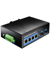 Load image into Gallery viewer, Cudy 4 Port Gigabit Industrial PoE+ 2SFP Switch, 4-port 10/100/1000Base-Tx RJ-45 with auto negotiation,48V to 57V DC, redundant power input | IG1004S2
