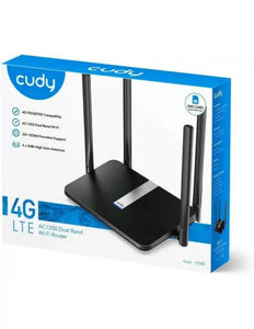 Cudy 4G Dual Band 1200Mbps WiFi 5 LTE4 Router, 4G CAT 4 with Max 150Mbps DL, Dual-Band WiFi 5, 867Mbps + 300 Mbps WiFi, 4× Fast Ethernet Ports | LT500