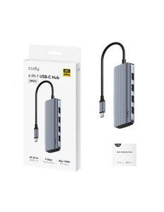 Cudy 6-in-1 4K 5Gbps USB-C HDMI Hub, 4K 30Hz Output via HDMI 1.4, 4× 5 Gbps USB-A 3.2 Gen 1, Works with PC, Mac, iPad, iPhone, Android | UH500