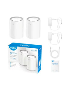 Cudy Dual Band 1800Mbps WiFi 6 Gigabit Mesh 2-Pack, indoor Dual-Band Wi-Fi 6, 1201 Mbps + 574 Mbps Wi-Fi, 2× Gigabit Ethernet Ports | M1800 (2-Pack)