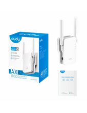 Load image into Gallery viewer, Cudy Dual Band 1800Mbps WiFi 6 Mesh Range Extender, 1× Gigabit Ethernet Port, 40 Connected Devices, Cudy Mesh Satellite, Multi-Band Backhaul | RE1800
