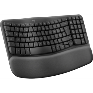 Logitech 920-012304 Wave Keys Wireless Ergonomic Keyboard, Curved, RF Wireless + Bluetooth, QWERTY layout, Graphite