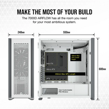 Load image into Gallery viewer, Corsair 7000D Airflow Tempered Glass Full Tower PC CASE, White - 6x3.5&#39;&#39;; 4x2.5&#39;&#39; - Up to 420mm Liquid Cooler, ATX
