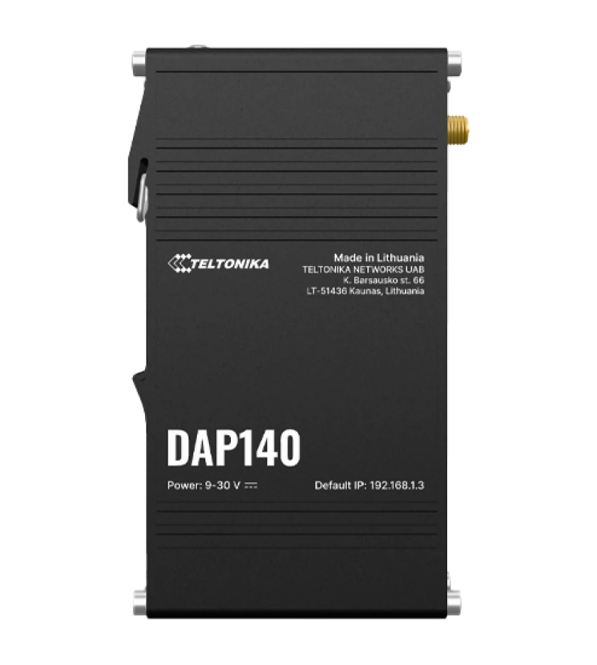 Teltonika Wi-Fi 4 Industrial Wireless Access Point, Wi-Fi Mesh, Fast Roaming, 2x RJ45 ports (10/100), Integrated Din Rail Bracket DAP140