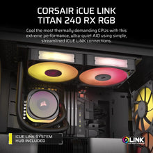 Load image into Gallery viewer, Corsair iCUE Link TITAN 240 RX RGB Liquid CPU Cooler – RX120 RGB Fans – Fits Intel LGA 1851/1700; AMD AM5/AM4 – iCUE Link System
