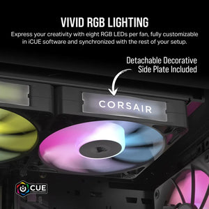 CORSAIR RX RGB Series; iCUE LINK RX120 RGB; 120mm Fan; Triple Pack, Noise level (high speed): 36 dB, Maximum airflow: 73.5 cfm, Product colour: Black