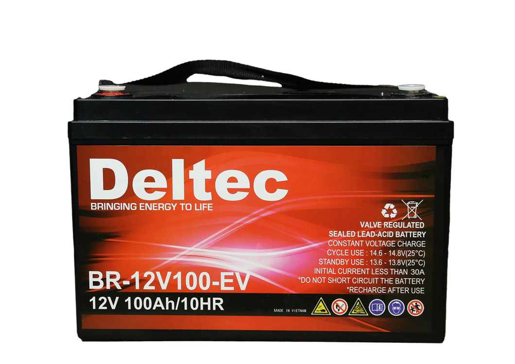 Deltec 12V 100Ah Lead Acid Deep Cycle Battery, F12(M8) Terminal, Solar and UPS, Battery Backup Solutions, Batteries, DT-12-100EV