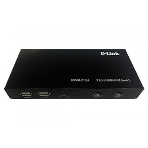 D-Link DKVM-210H 2-port KVM HDMI Switch - 2x HDMI Ports - featuring 2x HDMI ports, 2x USB Type-B ports, HDCP 2.2, Resolution up to 2 PCs, 2x port LEDs