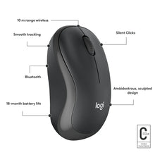 Load image into Gallery viewer, Logitech M240 Silent Bluetooth Mouse, Ambidextrous, 3 Buttons, wireless mouse - Graphite, 910-007119
