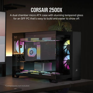 Corsair 2500D Airflow, Midi Tower Micro ATX Dual Chamber PC Case, 18 cm, 40 cm, Black, Dimensions - Width: 304 mm, Depth: 469 mm, Height: 376 mm