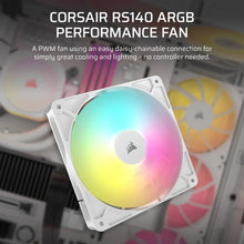 Load image into Gallery viewer, CORSAIR RS140 ARGB 140mm PWM Fan, Fan diameter: 14 cm, White, Noise level (high speed): 36 dB, Maximum airflow: 95.5 cfm, Product colour: White
