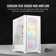 Load image into Gallery viewer, Corsair iCUE 5000D RGB Airflow Tempered Glass Mid-Tower PC CASE; White, Width: 245 mm, Depth: 520 mm, Height: 520 mm
