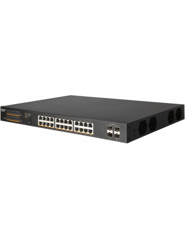 Edge-Core 28 Port Gigabit Websmart PoE Switch, 24x Gigabit PoE Ports, 4xSFP, 190W, 56Gbps Switching Capacity, cost-effective web-smart switch solution
