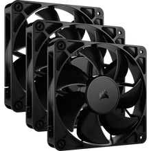 Load image into Gallery viewer, CORSAIR RS120 120mm PWM Fans Triple Pack, 2100 RPM, Noise level (low speed): 10 dB, Noise level (high speed): 36 dB, Maximum airflow: 72.8 cfm
