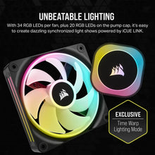 Load image into Gallery viewer, Corsair iCUE Link H100i RGB Liquid CPU Cooler - QX120 RGB Fans - 240mm Radiator - Fits Intel LGA 1700; AMD AM5 - Hub Included
