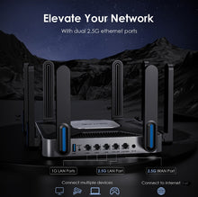 Load image into Gallery viewer, WAVLINK WiFi 6 Gigabit Router AX6000 Dual-Band 5GHz 2.4GHz Wireless Mesh Router 2500Mbps WAN/LAN 8x5dBi High Gain Antennas
