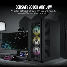 Load image into Gallery viewer, Corsair 7000D Airflow Tempered Glass Full Tower PC CASE Black, 6x3.5&#39;&#39;; 4x2.5&#39;&#39;, Upto 420mm Liquid Cooler, ATX, Width 248mm, Depth 550mm, Height 600mm
