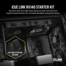 Load image into Gallery viewer, CORSAIR RX Series, iCUE LINK RX140, 140mm Fan; Dual Pack, Noise level (high speed): 36 dB, Maximum airflow: 95.7 cfm, Product colour: Black
