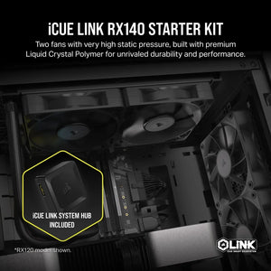 CORSAIR RX Series, iCUE LINK RX140, 140mm Fan; Dual Pack, Noise level (high speed): 36 dB, Maximum airflow: 95.7 cfm, Product colour: Black