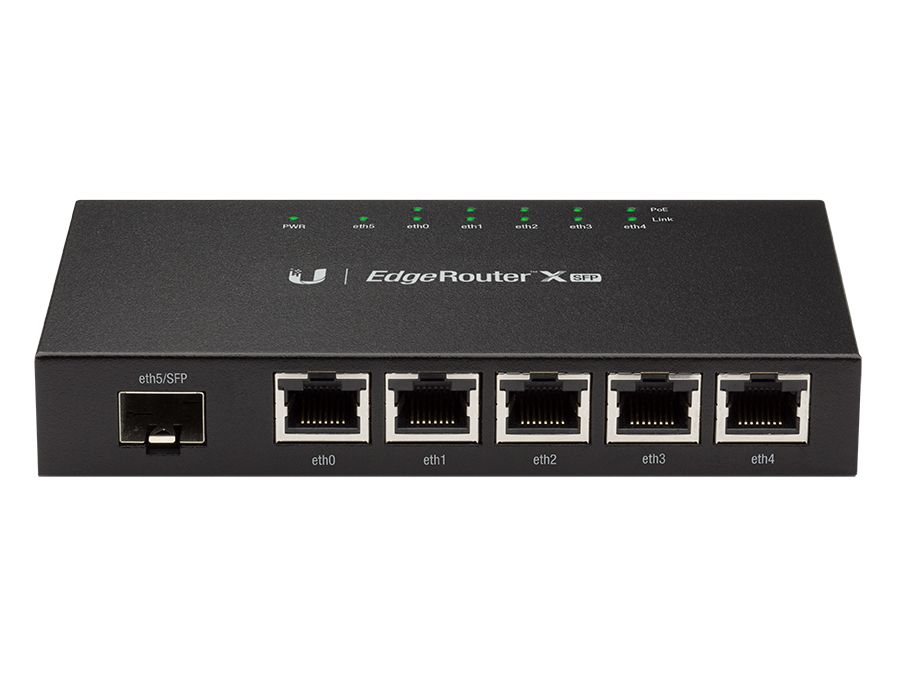 Ubiquiti UISP EdgeRouter X SFP featuring 5x LAN Ports and 1x SFP Port, Gigabit POE Router, with SFP Port, 24V, 2.5A PSU (Included), and PoE Output