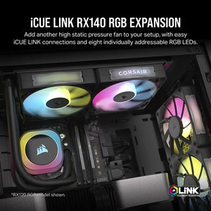 CORSAIR RX Series; iCUE LINK RX140; 140mm Fan; Single Pack, Fan diameter: 14 cm, 1700 RPM rotation, Maximum airflow: 94.7 cfm, Product colour: Black