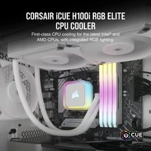 Load image into Gallery viewer, Corsair iCUE H100i ELITE RGB 240mm Liquid CPU Cooler White, Type: All-in-one liquid cooler, Fan diameter: 12 cm
