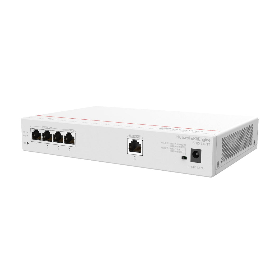 Huawei S380-L4T1T Multi-Service Gateway, 1*GE WAN, 4*GE LAN, upto 150 users,forwarding performance 2Gbps, CLOUD indicator, SYS indicator, 1 RST button