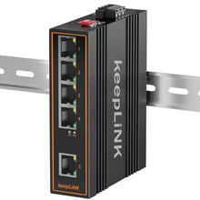 Load image into Gallery viewer, keepLiNK KP-9000-45-5TX 5-Port Industrial Gigabit Unmanaged 10/100Mbps Network Switch Metal Fanless DIN Rail IP40 -40℃ to 75℃
