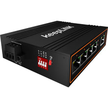 Load image into Gallery viewer, keepLiNK KP-9000-45-5TX 5-Port Industrial Gigabit Unmanaged 10/100Mbps Network Switch Metal Fanless DIN Rail IP40 -40℃ to 75℃
