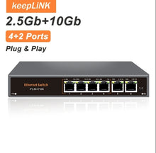 Load image into Gallery viewer, KeepLiNK 6-Port Multi-Gigabit Unmanaged Network Switch 4 X 2.5Gb RJ45 + 2 X 10Gb RJ45 for High-Speed Data Networking
