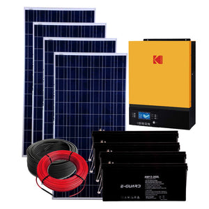 Kodak 5kWh 9.6kWh Compact AGM Solar Power Kit, 8×Enervision E-Guard NM12-200L 200Ah 12V Gel/AGM Battery, 1×Kodak VMIII 5kW 48V Solar Off-Grid Inverter