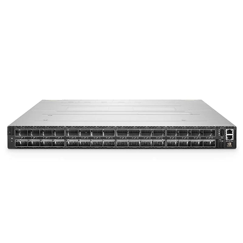 NVIDIA Mellanox MQM9700-NS2F Quantum 2 NDR InfiniBand Switch 64-ports 400Gb/s, 32 OSFP, Managed, power-to-connector (P2C) airflow