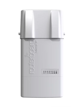 Load image into Gallery viewer, MikroTik BaseBox 5 5GHz radio, with 1 USB port and 2 RP-SMA Female connectors, RouterOS L4, PoE in, 8V-30V, 600MHz CPU, 64MB RAM, 802.11a/n dual chain

