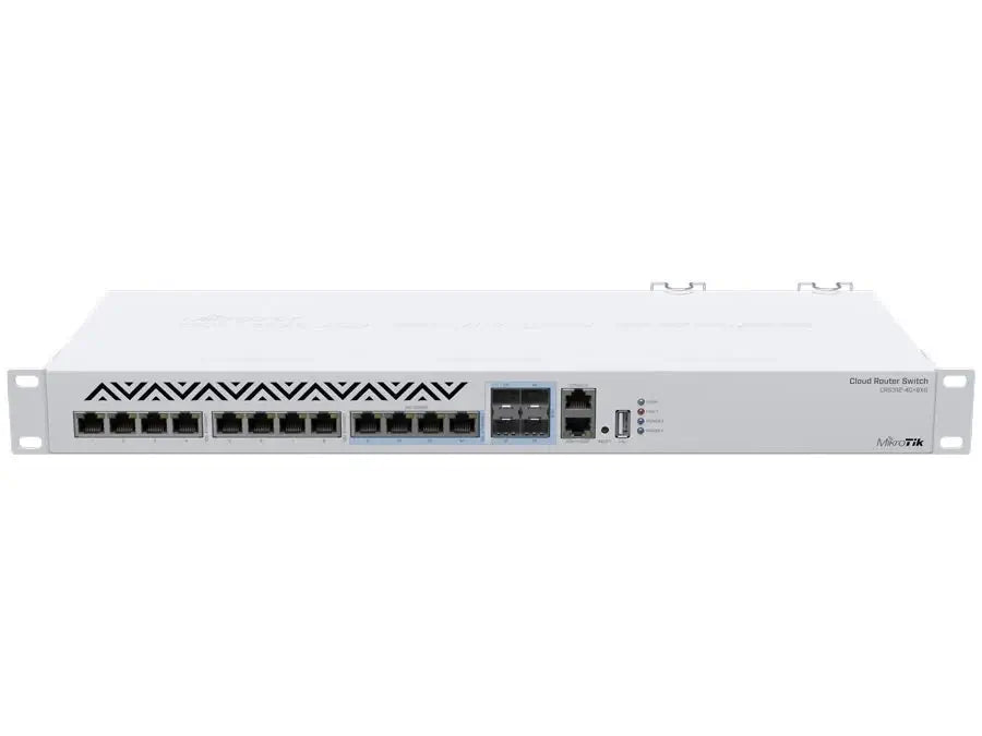 MikroTik CRS312-4C+8XG-RM - 10Gb 12 port RJ45 Cloud Router Switch, Featuring 8x 10GB RJ45 and 4x 10Gb Combo ports, ROS L5, Dual AC PSU for redundancy