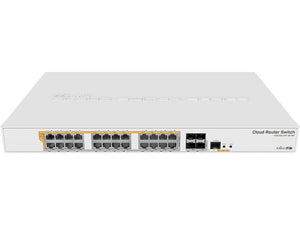 MikroTik CRS328-24P-4S+RM 24 port 500W PoE Cloud Router Switch, with 24 Gigabit 802.3af/at or 24V Passive PoE ports, 4x SFP+ ports, Dual boot SwOS/ROS